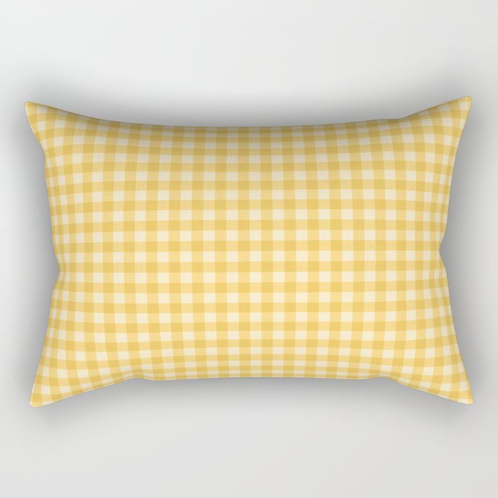 Gingham Plaid Pattern - Sunshine Yellow Rectangular Pillow Gallery Image 2