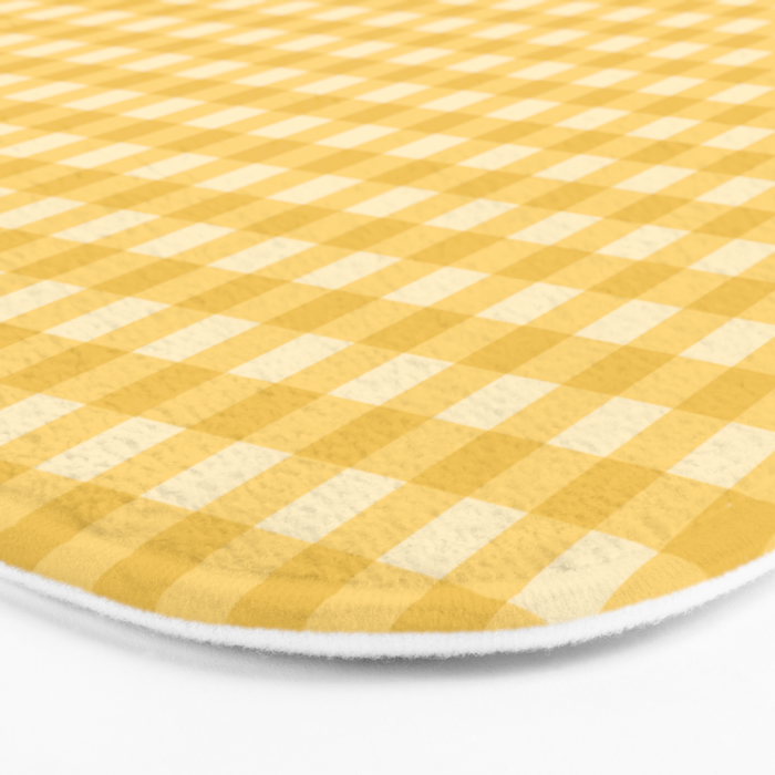Gingham Plaid Pattern - Sunshine Yellow Bath Mat Gallery Image 3