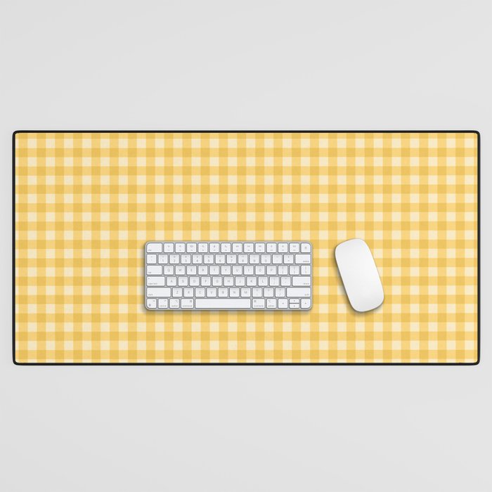 Gingham Plaid Pattern - Sunshine Yellow Desk Mat Gallery Image 1