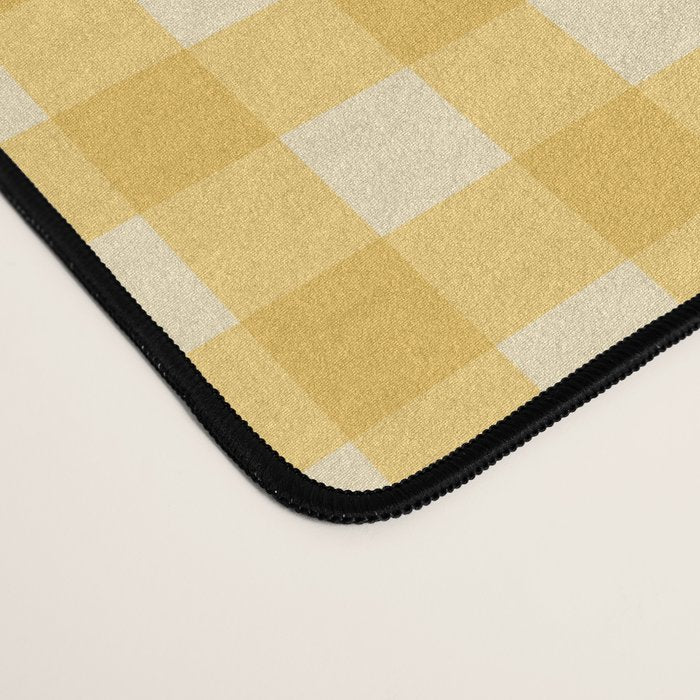 Gingham Plaid Pattern - Sunshine Yellow Desk Mat Gallery Image 4