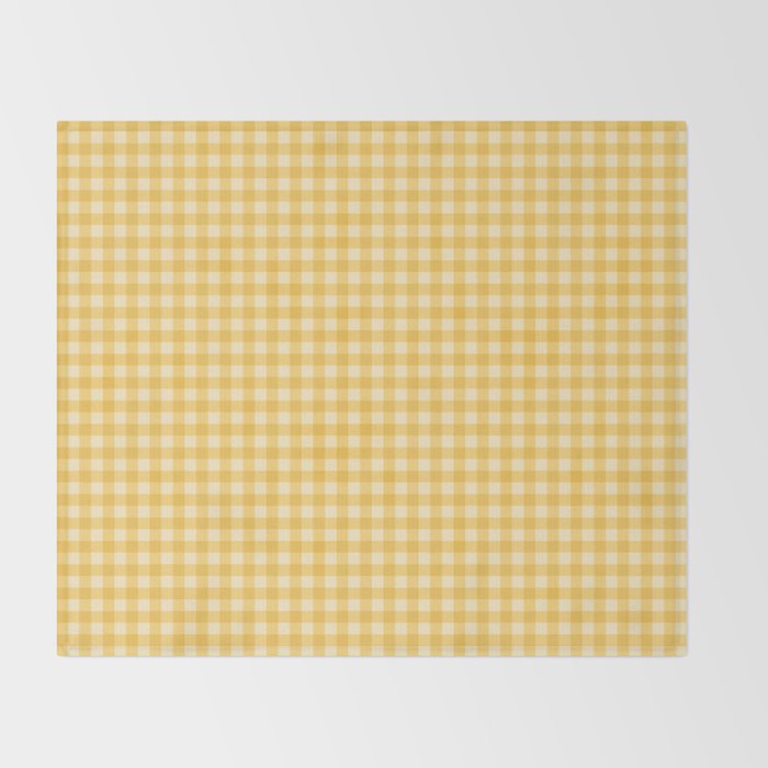 Gingham Plaid Pattern - Sunshine Yellow Throw Blanket Gallery Image 2