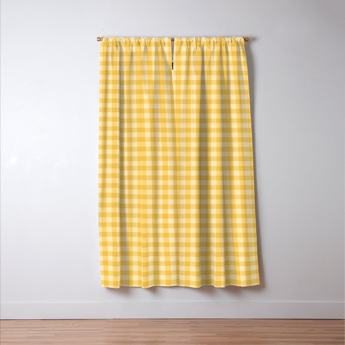 Gingham Plaid Pattern - Sunshine Yellow Window Curtain Gallery Image 3
