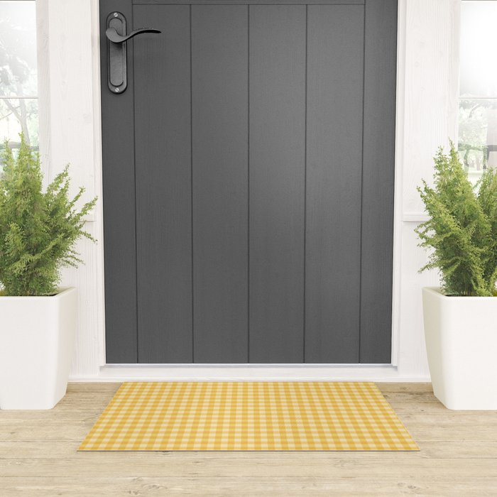 Gingham Plaid Pattern - Sunshine Yellow Welcome Mat Gallery Image 3