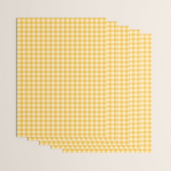 Gingham Plaid Pattern - Sunshine Yellow Wrapping Paper Gallery Image 3