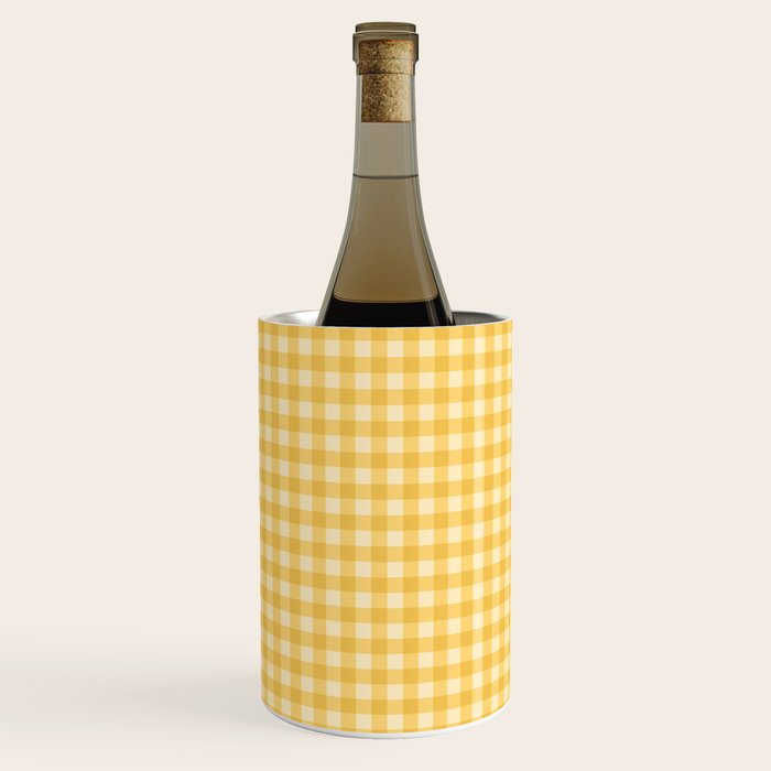 Gingham Plaid Pattern - Sunshine Yellow Wine Chiller Gallery Image 2
