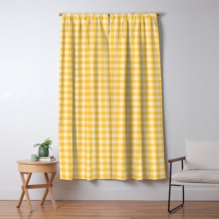 Gingham Plaid Pattern - Sunshine Yellow Window Curtain Gallery Image 5