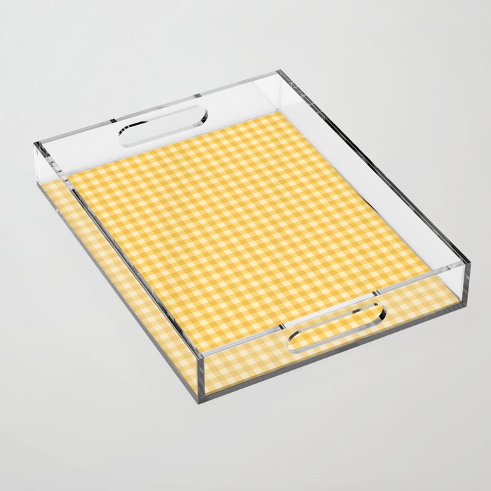 Gingham Plaid Pattern - Sunshine Yellow Acrylic Tray Gallery Image 1