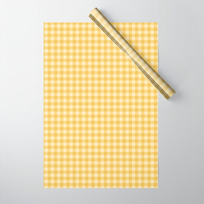 Gingham Plaid Pattern - Sunshine Yellow Wrapping Paper Gallery Image 1