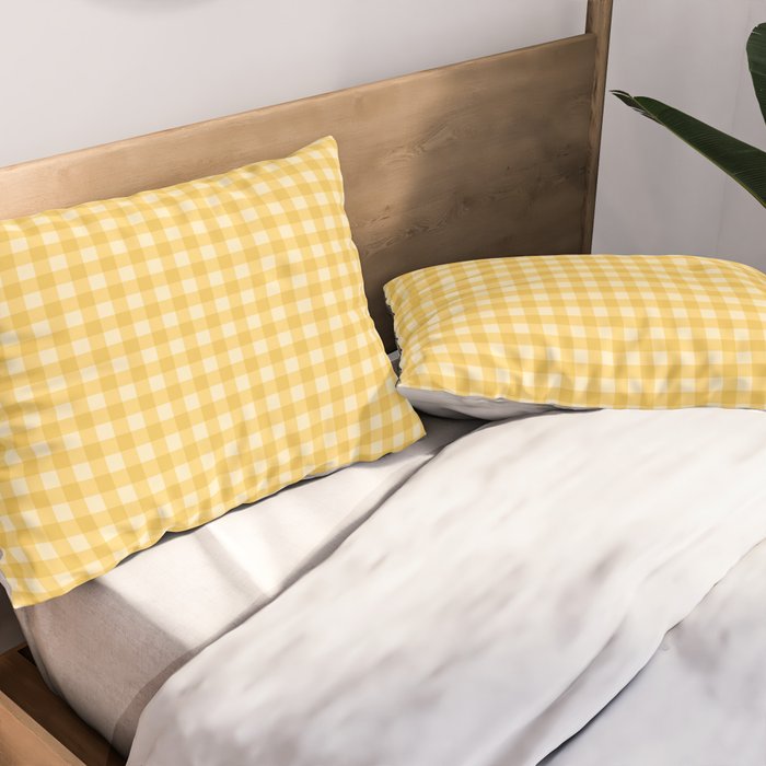 Gingham Plaid Pattern - Sunshine Yellow Pillow Sham Gallery Image 2