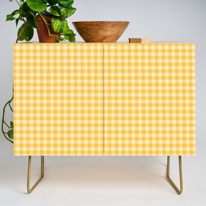 Gingham Plaid Pattern - Sunshine Yellow Credenza Gallery Image 1