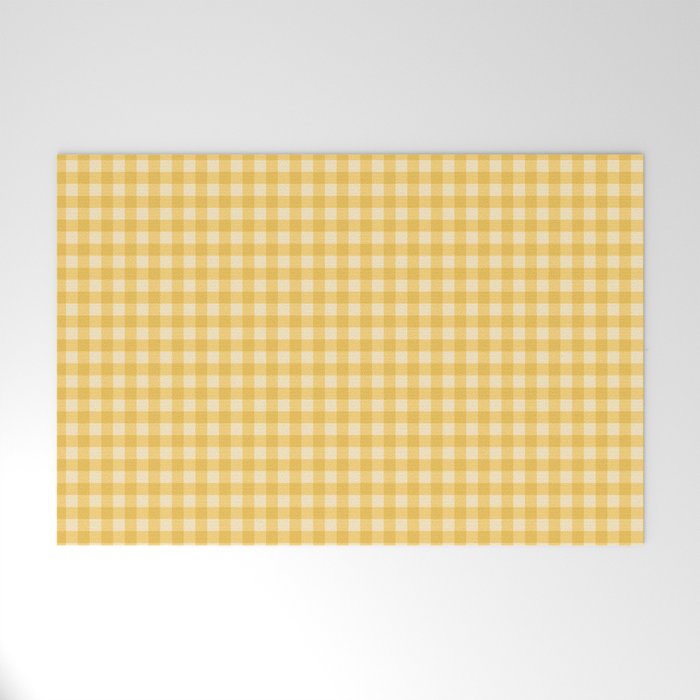 Gingham Plaid Pattern - Sunshine Yellow Welcome Mat Gallery Image 1