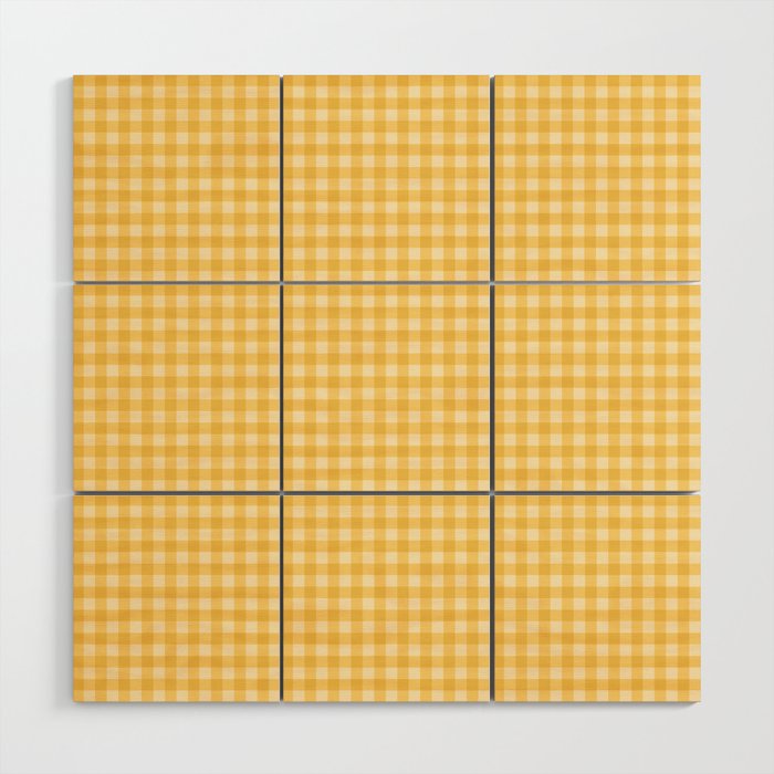 Gingham Plaid Pattern - Sunshine Yellow Wood Wall Art Gallery Image 1
