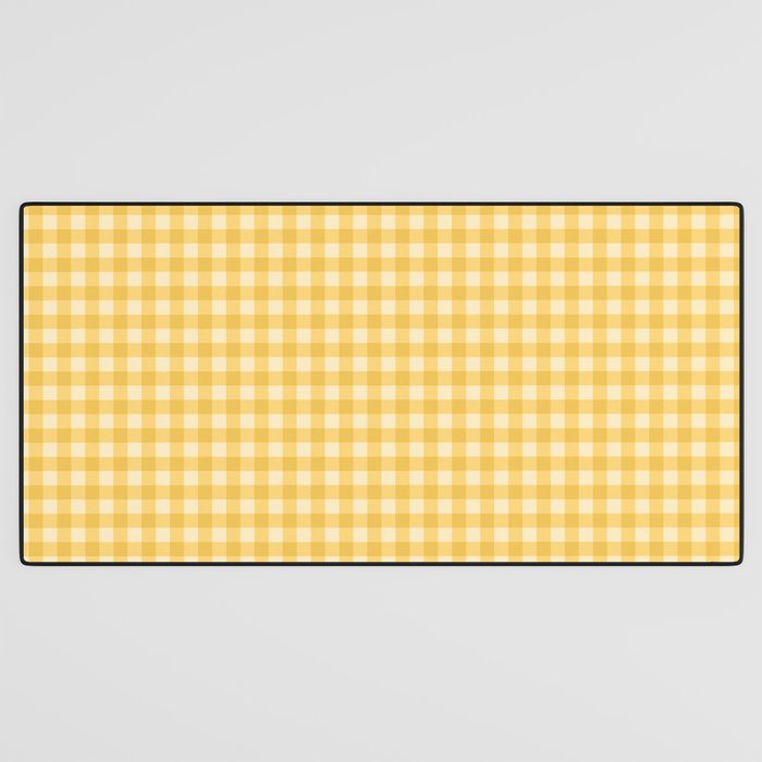 Gingham Plaid Pattern - Sunshine Yellow Desk Mat Gallery Image 3