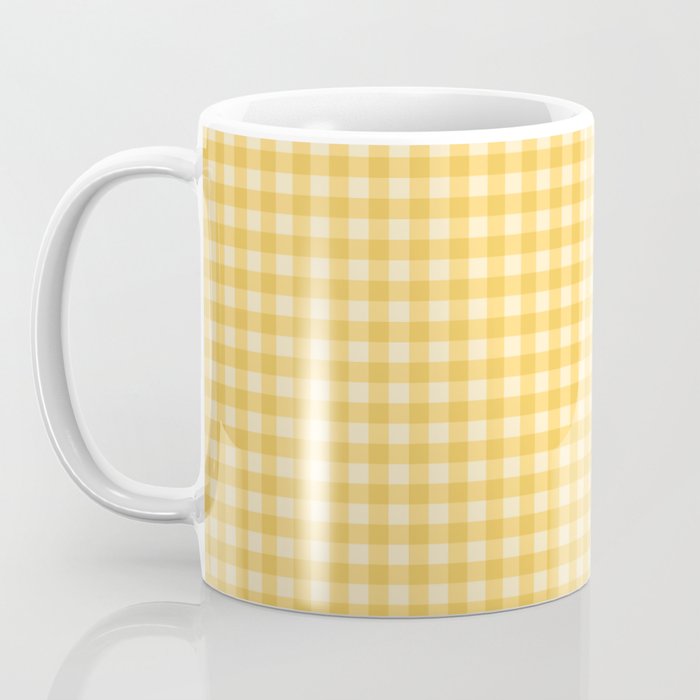Gingham Plaid Pattern - Sunshine Yellow Coffee Mug Gallery Image 3