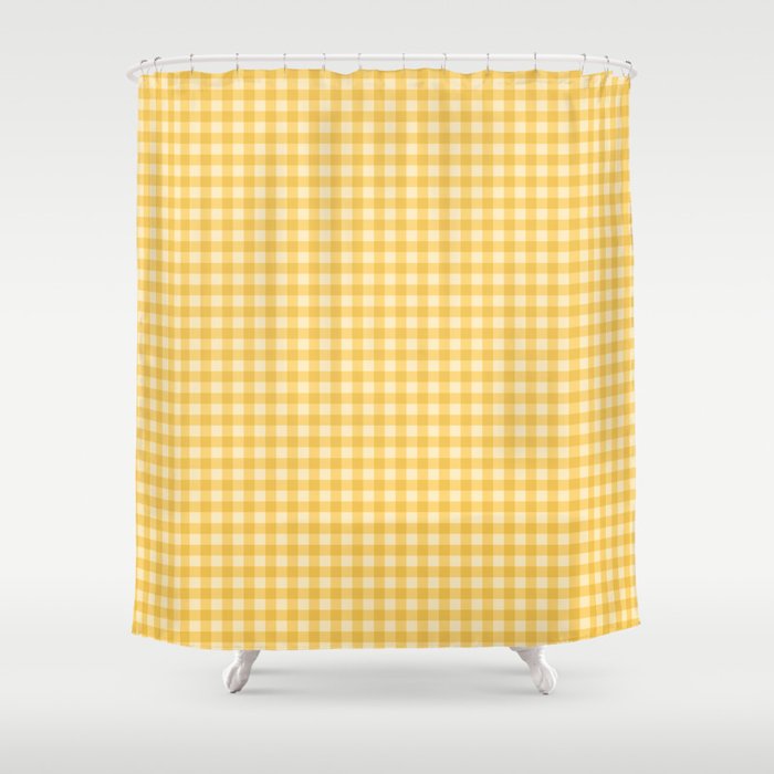 Gingham Plaid Pattern - Sunshine Yellow Shower Curtain Gallery Image 1