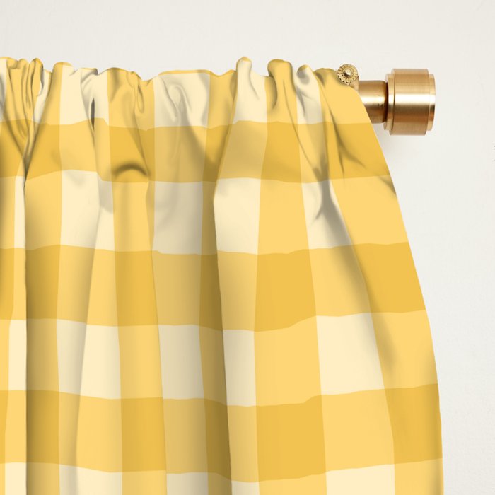 Gingham Plaid Pattern - Sunshine Yellow Window Curtain Gallery Image 2