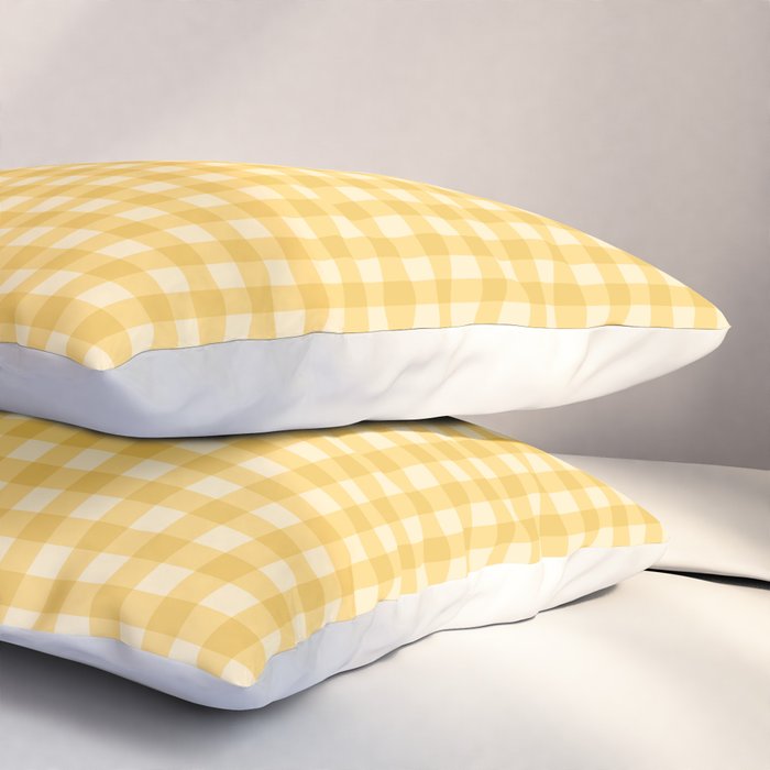 Gingham Plaid Pattern - Sunshine Yellow Pillow Sham Gallery Image 3