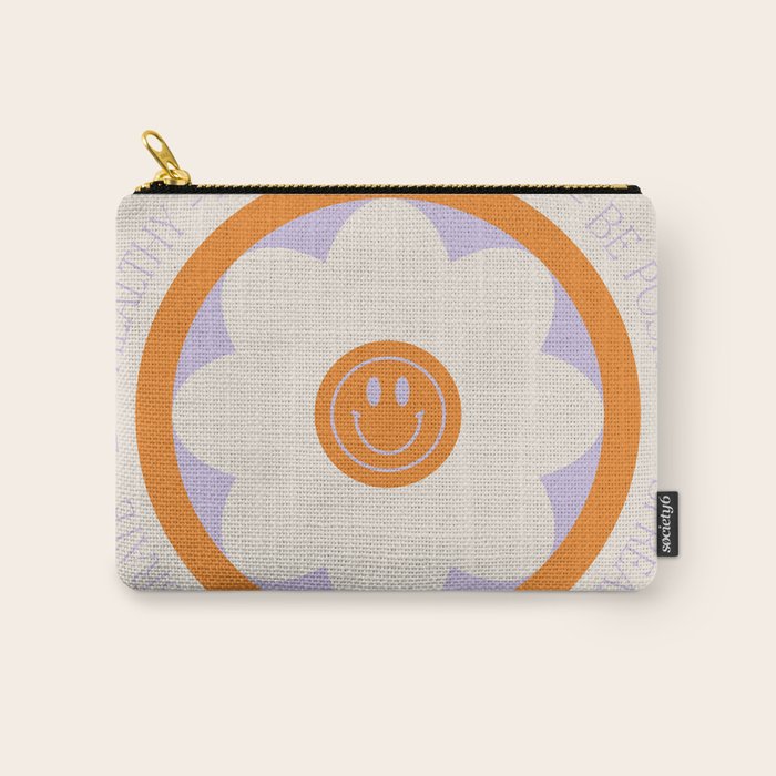 Have a Happy Life Lilac and Orange Carry All Pouch Gallery Image 1