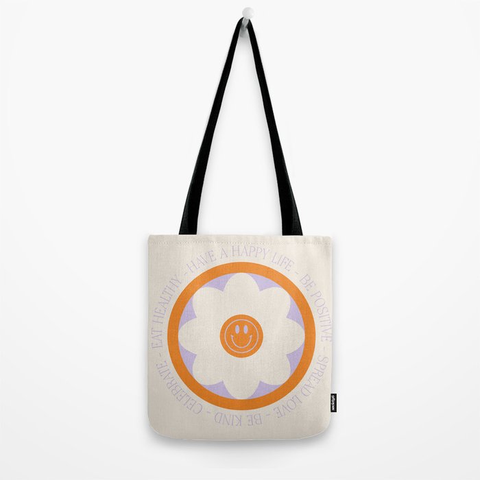Have a Happy Life Lilac and Orange Tote Bag Gallery Image 2
