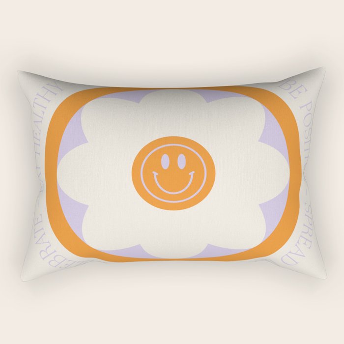 Have a Happy Life Lilac and Orange Rectangular Pillow Gallery Image 1
