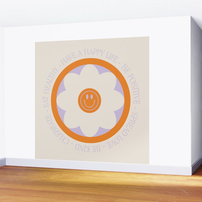Have a Happy Life Lilac and Orange Wall Mural Gallery Image 2