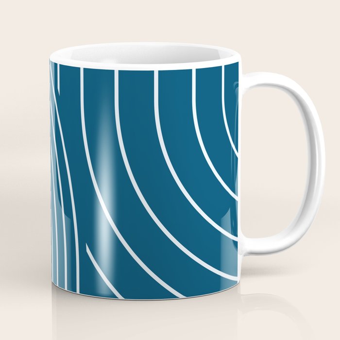 Geometric Lines in night Blue 16 (Rainbow Abstract) Coffee Mug Gallery Image 1