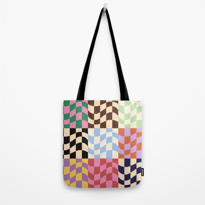 Colorful Checker Patchwork Tote Bag Gallery Image 2