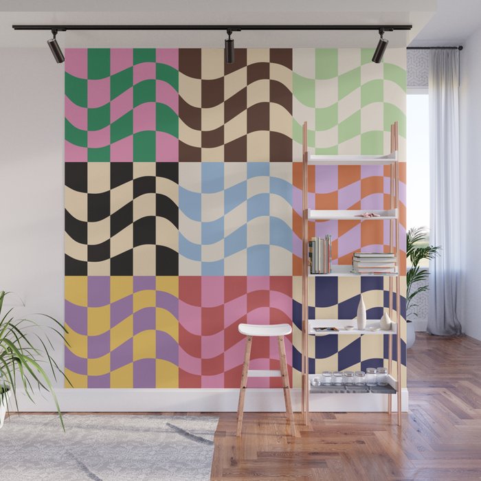 Colorful Checker Patchwork Wall Mural Gallery Image 1