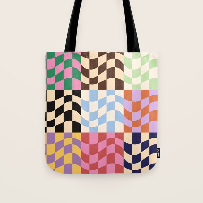Colorful Checker Patchwork Tote Bag Gallery Image 1