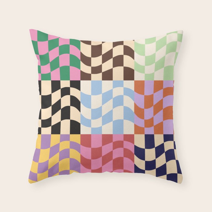 Colorful Checker Patchwork Throw Pillow Gallery Image 6