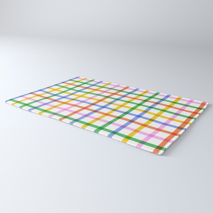 Colorful plaid line grid pattern Rug Gallery Image 3