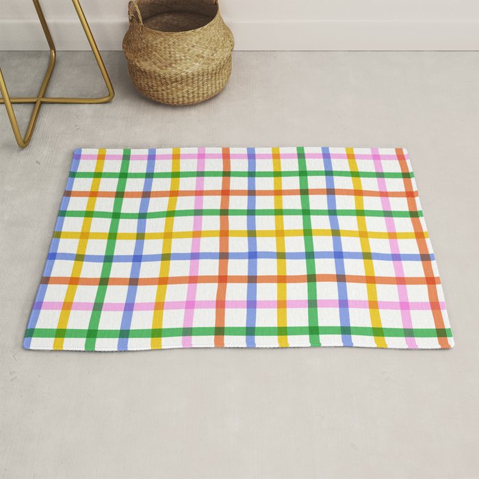 Colorful plaid line grid pattern Rug Gallery Image 1