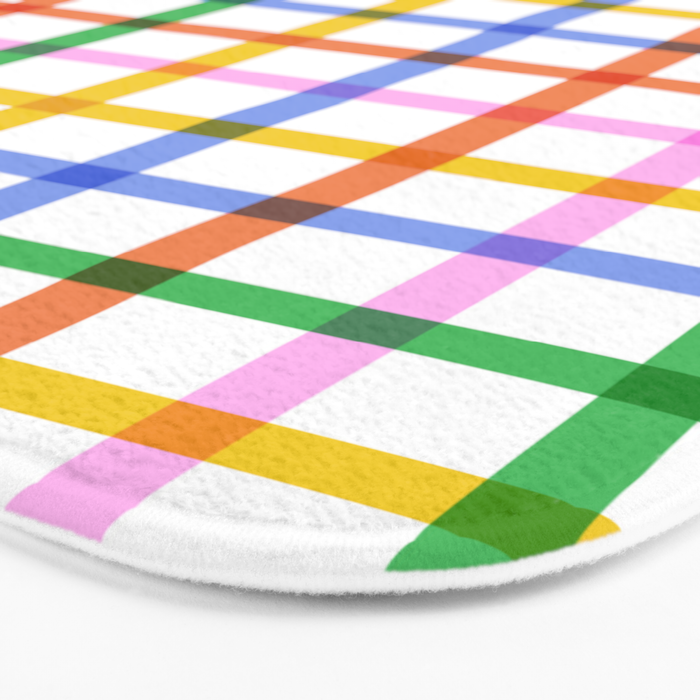 Colorful plaid line grid pattern Bath Mat Gallery Image 3