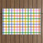 Colorful plaid line grid pattern Outdoor Rug Gallery Image 1