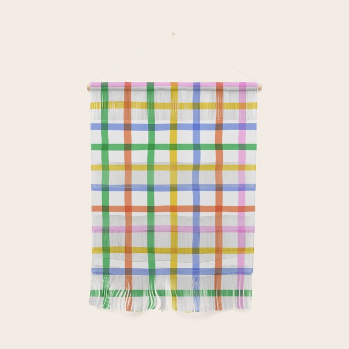 Colorful plaid line grid pattern Wall Hanging Gallery Image 1
