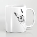 Sneaky Llama Black and White Coffee Mug Gallery Image 1