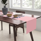 Smudgy Painted Abstract Pattern in Navy Blue, Pink, and Blush on White Table Runner Gallery Image 2