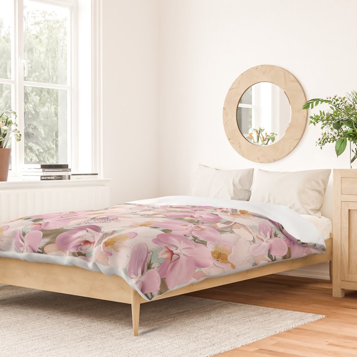 Lush Pink Tropical Flowers I Duvet Cover Gallery Image 2