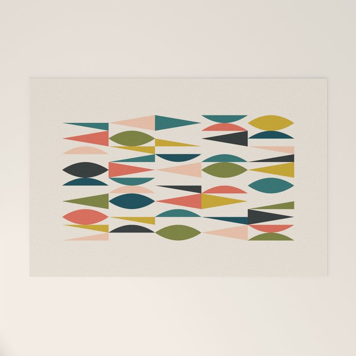 Mid Century Modern Abstract Colorful Shapes Funky Cool Minimalist Pattern Welcome Mat Gallery Image 1