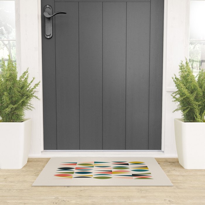 Mid Century Modern Abstract Colorful Shapes Funky Cool Minimalist Pattern Welcome Mat Gallery Image 3