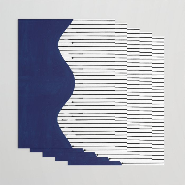 Lines and Wave (Blue) Wrapping Paper Gallery Image 3