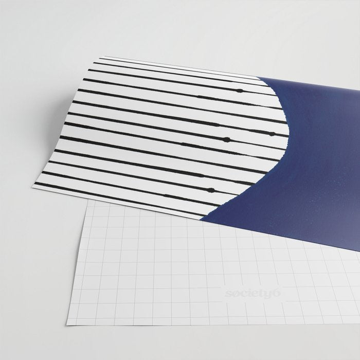 Lines and Wave (Blue) Wrapping Paper Gallery Image 2