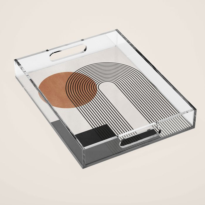 Mid Century Abstract Geometric 5 Acrylic Tray Gallery Image 1