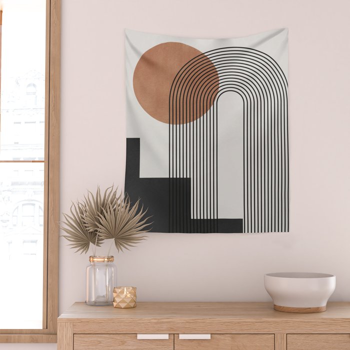 Mid Century Abstract Geometric 5 Wall Tapestry Gallery Image 2
