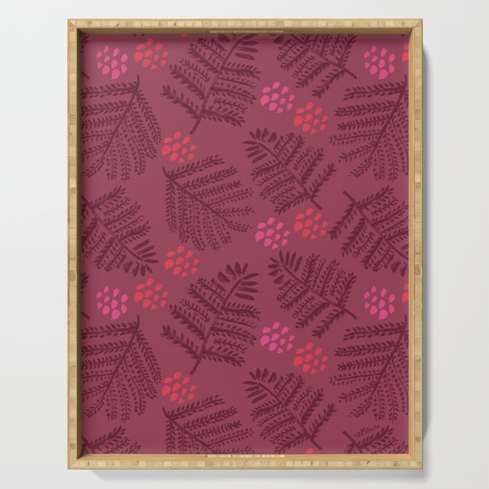 Winter & Woodsy Pine Trees in Ruby Red Serving Tray Gallery Image 1