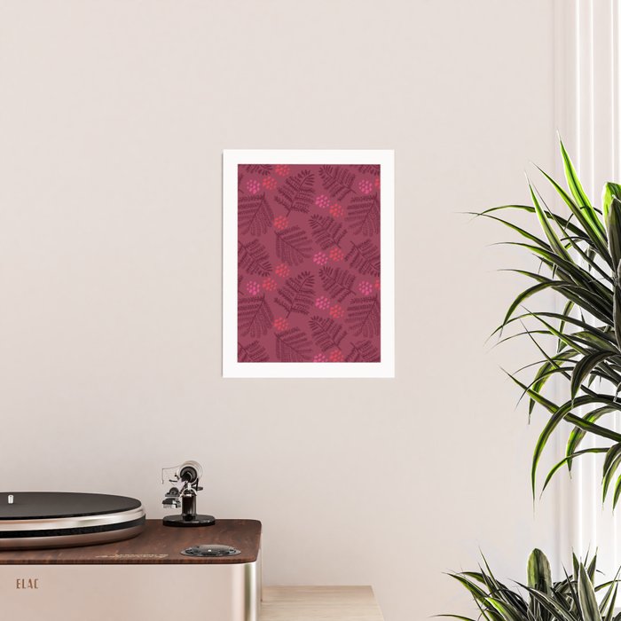 Winter & Woodsy Pine Trees in Ruby Red Poster Gallery Image 2