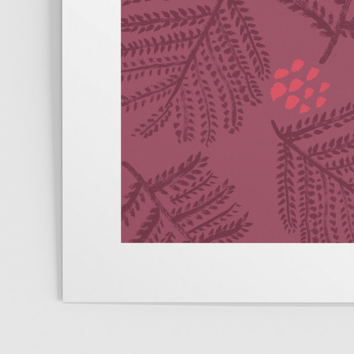 Winter & Woodsy Pine Trees in Ruby Red Poster Gallery Image 3