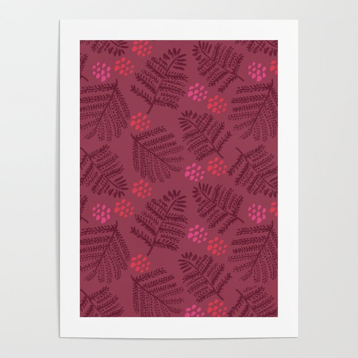 Winter & Woodsy Pine Trees in Ruby Red Poster Gallery Image 4