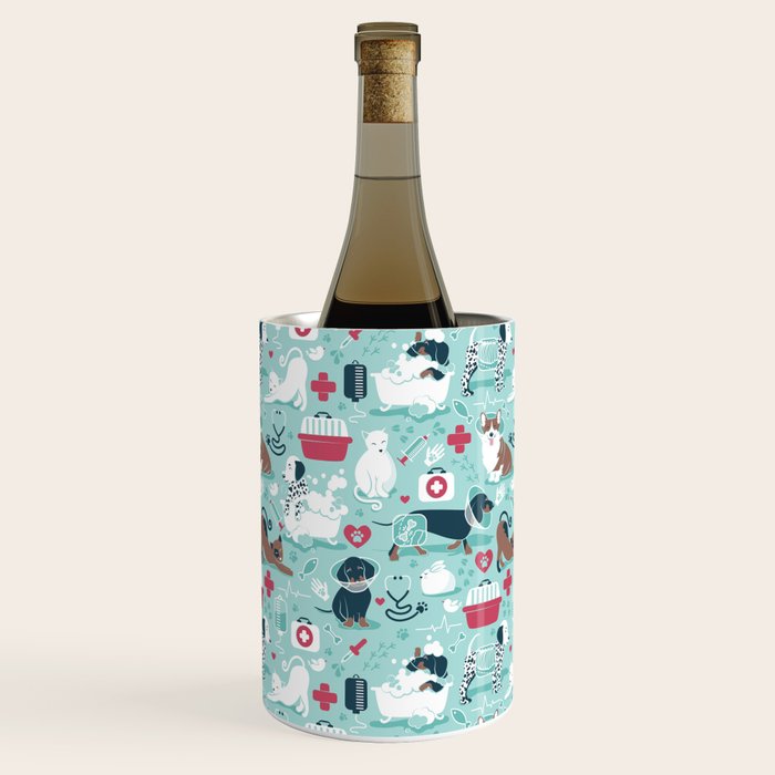 Veterinary medicine, happy and healthy friends // aqua background Wine Chiller Gallery Image 3
