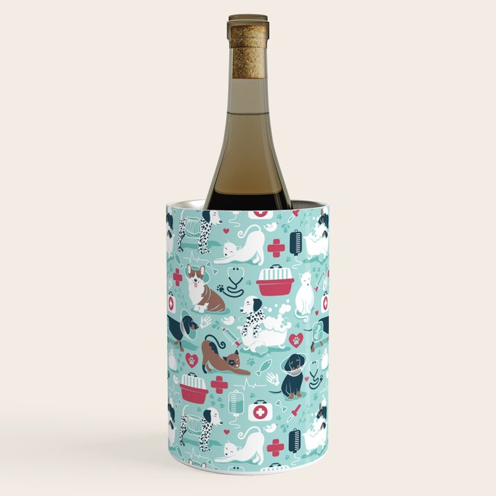 Veterinary medicine, happy and healthy friends // aqua background Wine Chiller Gallery Image 2